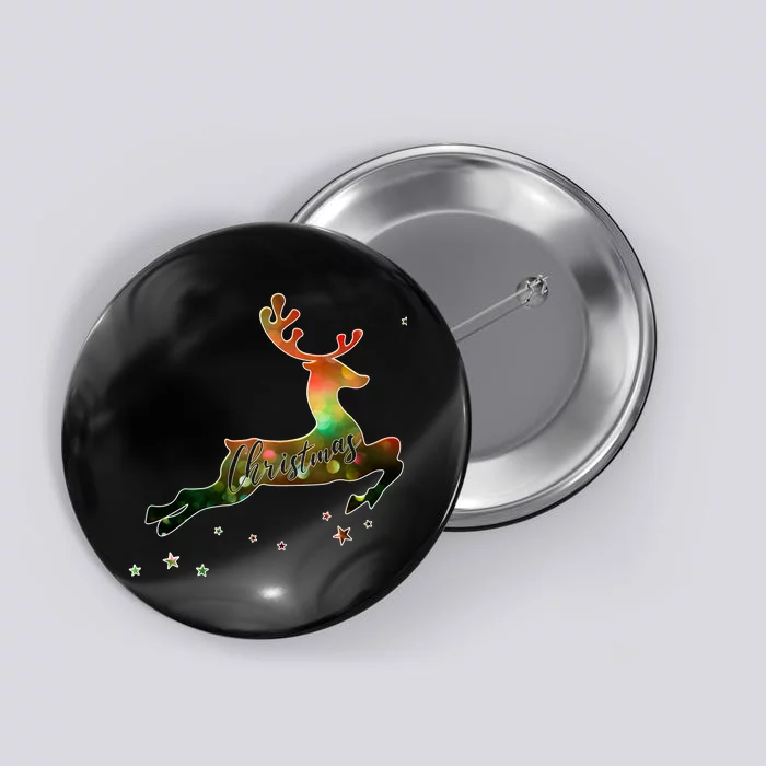 Festive Christmas Leaping Reindeer Button