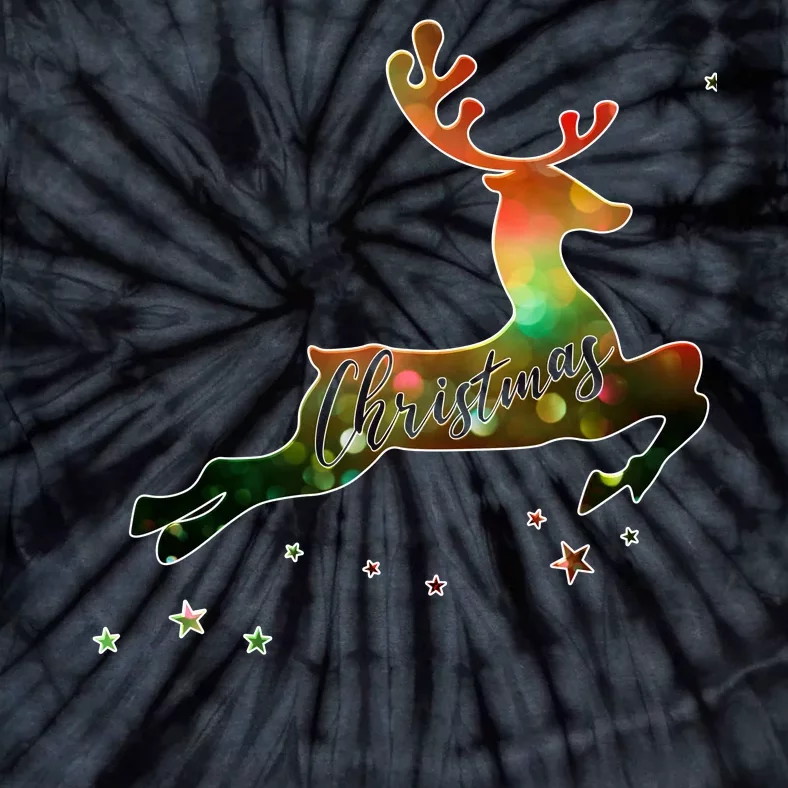 Festive Christmas Leaping Reindeer Tie-Dye T-Shirt