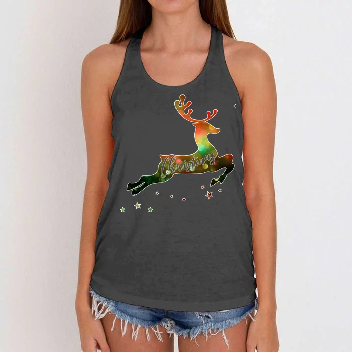 Festive Christmas Leaping Reindeer Women's Knotted Racerback Tank