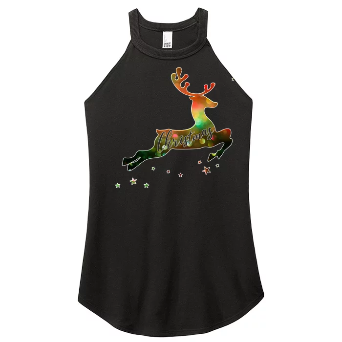 Festive Christmas Leaping Reindeer Women’s Perfect Tri Rocker Tank