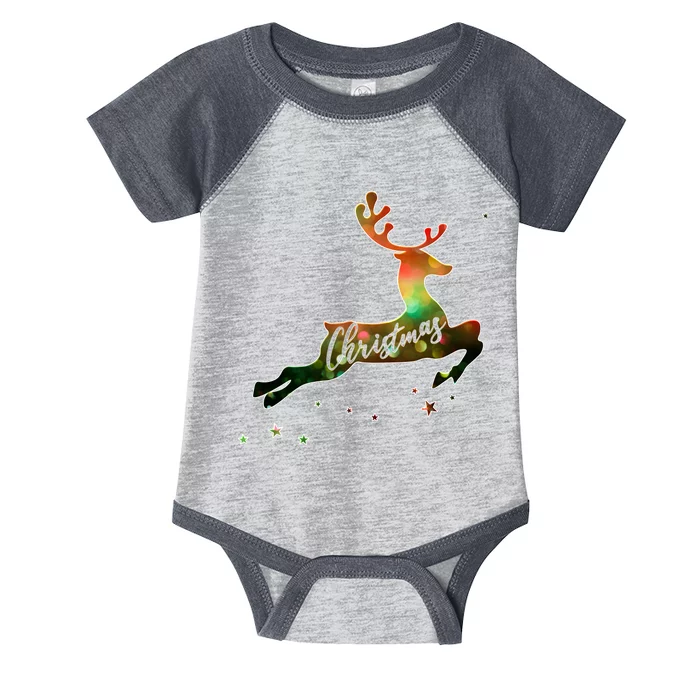 Festive Christmas Leaping Reindeer Infant Baby Jersey Bodysuit