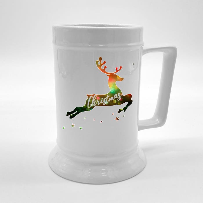 Festive Christmas Leaping Reindeer Front & Back Beer Stein