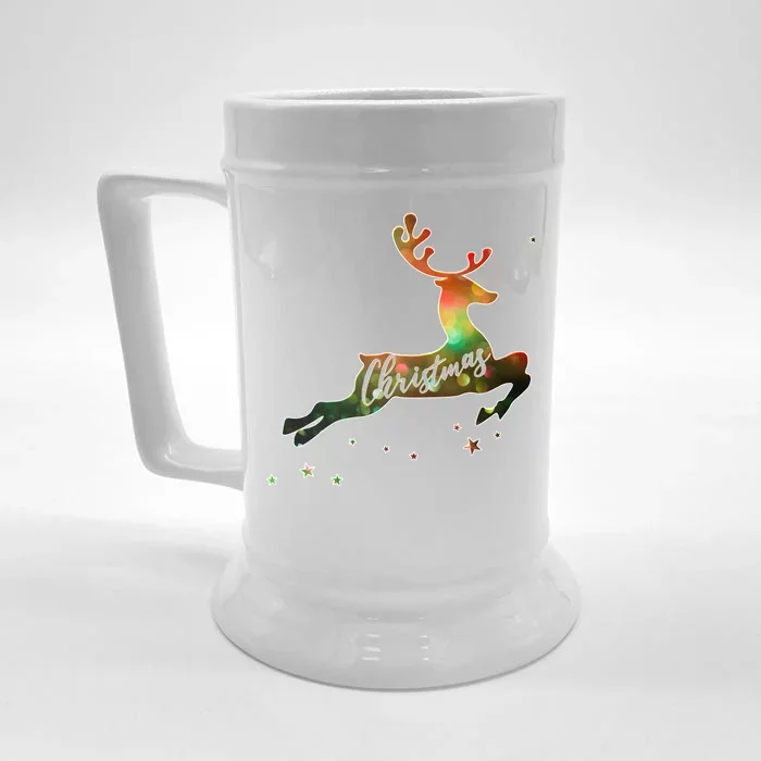 Festive Christmas Leaping Reindeer Front & Back Beer Stein