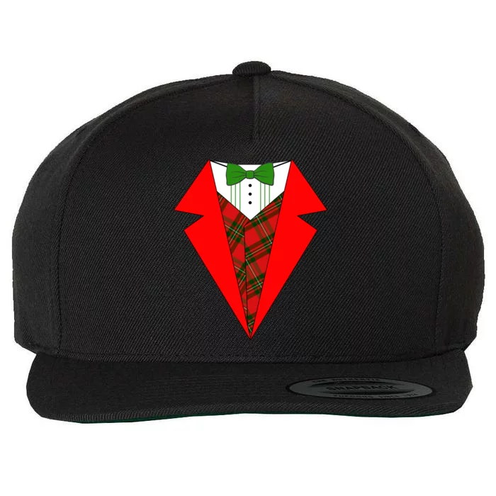 Festive Christmas Red Tuxedo Wool Snapback Cap