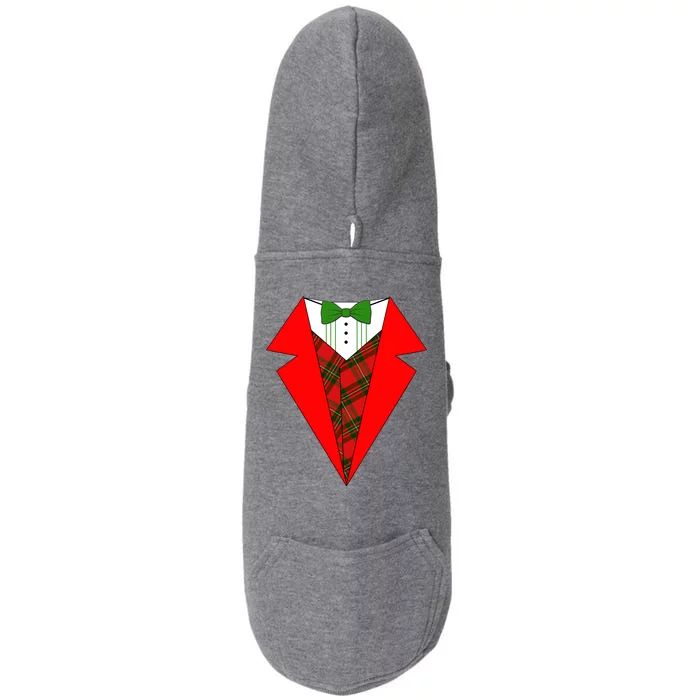 Festive Christmas Red Tuxedo Doggie 3-End Fleece Hoodie