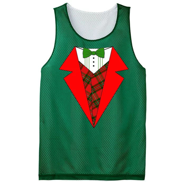 Festive Christmas Red Tuxedo Mesh Reversible Basketball Jersey Tank