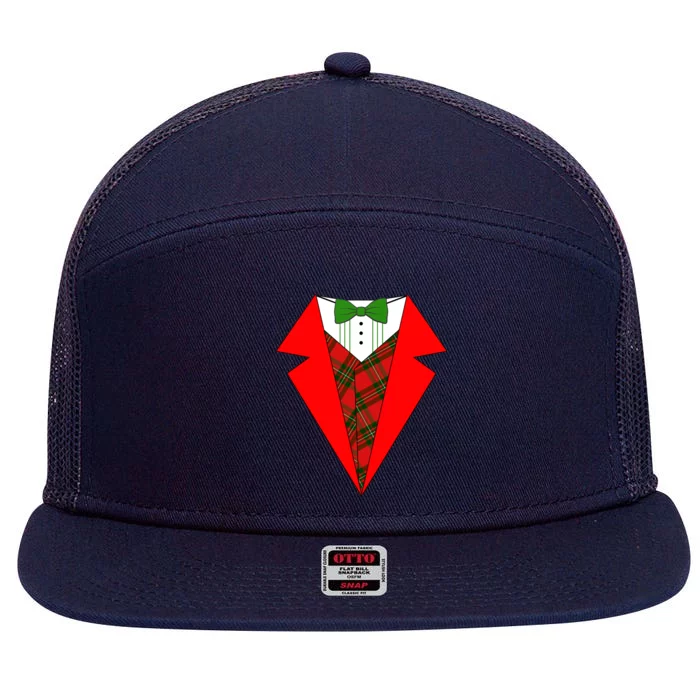 Festive Christmas Red Tuxedo 7 Panel Mesh Trucker Snapback Hat