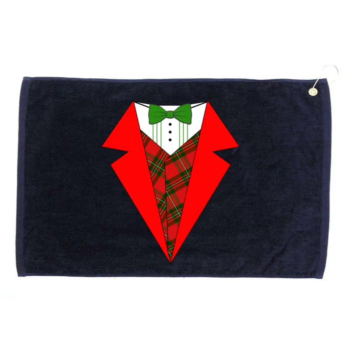 Festive Christmas Red Tuxedo Grommeted Golf Towel