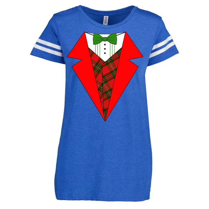 Festive Christmas Red Tuxedo Enza Ladies Jersey Football T-Shirt