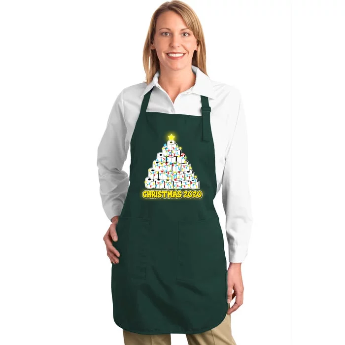 Festive Christmas Toilet Paper Tree Full-Length Apron With Pocket