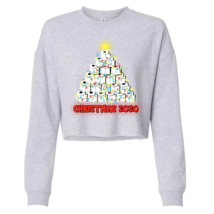 Festive Christmas Toilet Paper Tree Cropped Pullover Crew