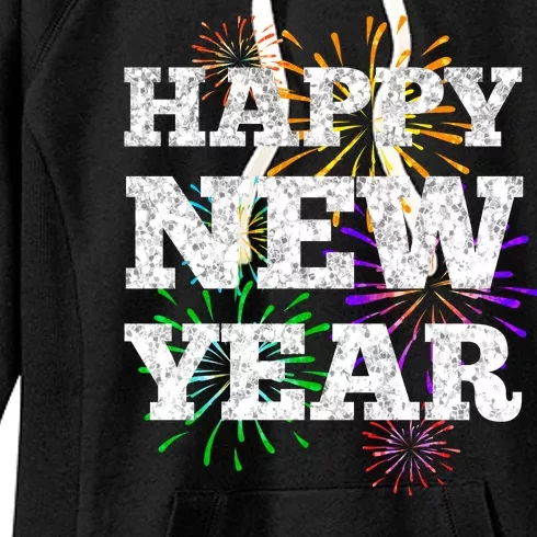 Festive Happy New Year Fireworks Women's Fleece Hoodie