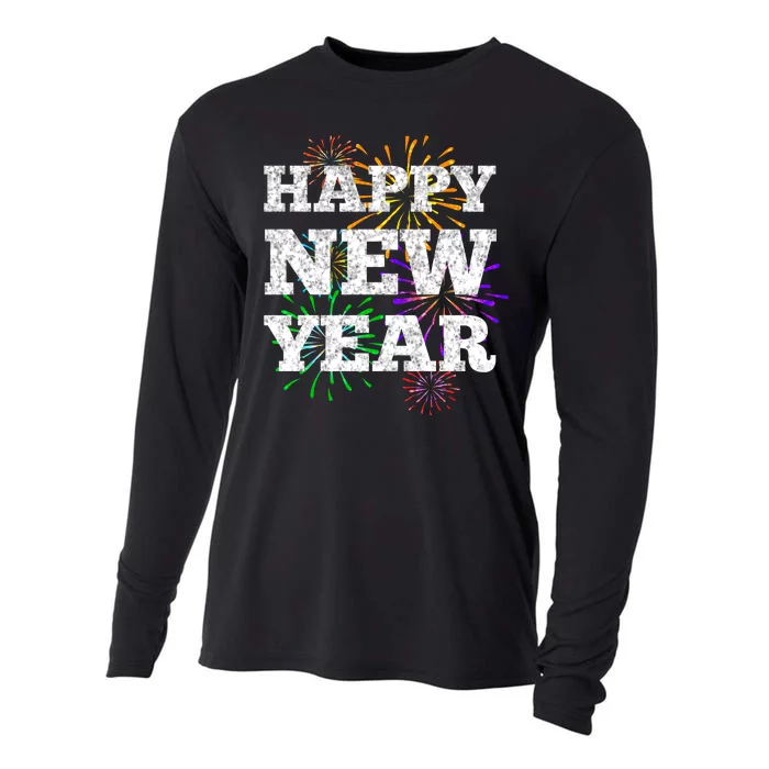 Festive Happy New Year Fireworks Cooling Performance Long Sleeve Crew