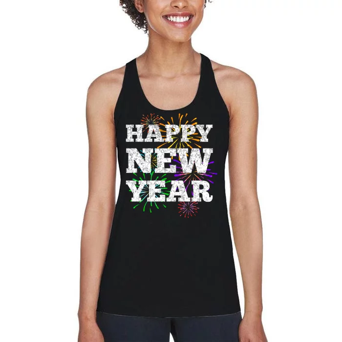 Festive Happy New Year Fireworks Women's Racerback Tank