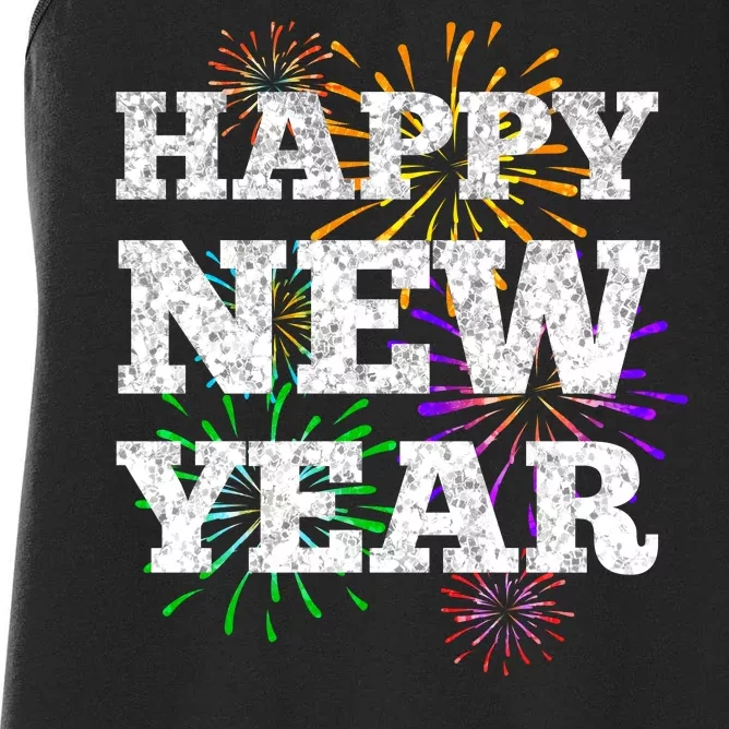 Festive Happy New Year Fireworks Women's Racerback Tank