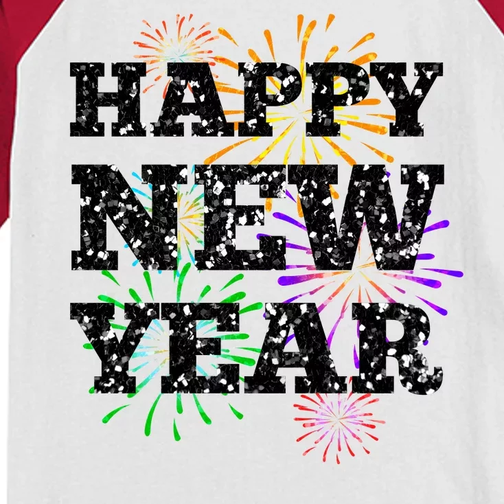 Festive Happy New Year Fireworks Kids Colorblock Raglan Jersey