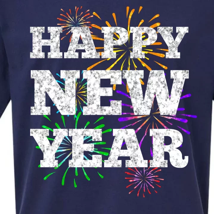 Festive Happy New Year Fireworks Sueded Cloud Jersey T-Shirt