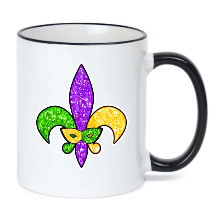 Festive Mardi Gras Fleur De Lis And Party Mask Black Color Changing Mug