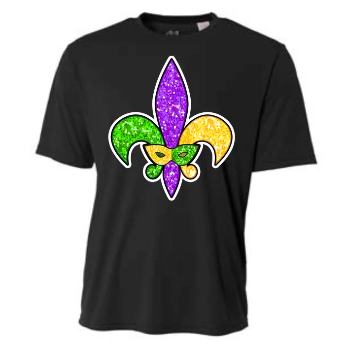 Festive Mardi Gras Fleur De Lis And Party Mask Cooling Performance Crew T-Shirt