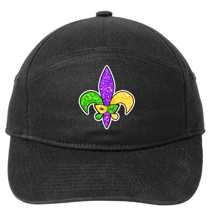 Festive Mardi Gras Fleur De Lis And Party Mask 7-Panel Snapback Hat