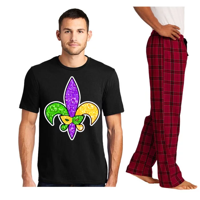 Festive Mardi Gras Fleur De Lis And Party Mask Pajama Set