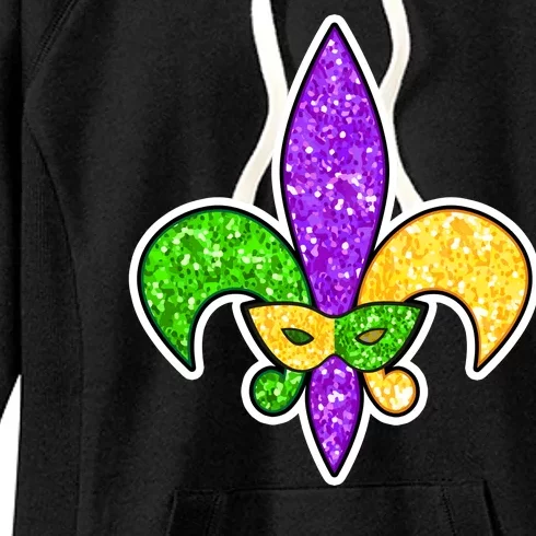 Festive Mardi Gras Fleur De Lis And Party Mask Women's Fleece Hoodie