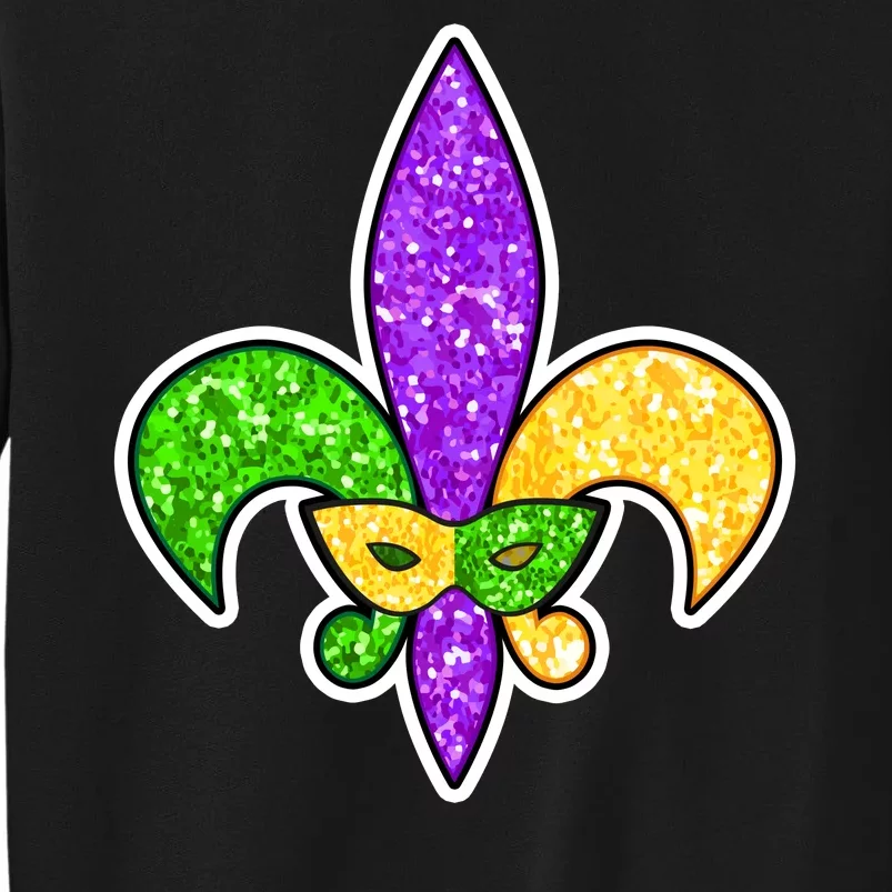 Festive Mardi Gras Fleur De Lis And Party Mask Tall Sweatshirt