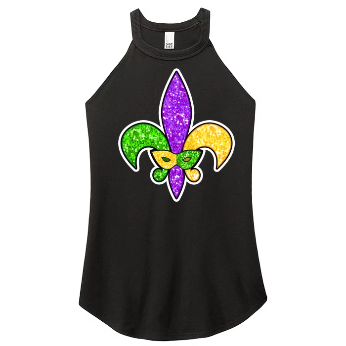 Festive Mardi Gras Fleur De Lis And Party Mask Women’s Perfect Tri Rocker Tank