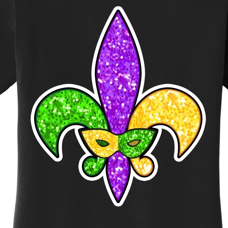 Festive Mardi Gras Fleur De Lis And Party Mask Women's T-Shirt