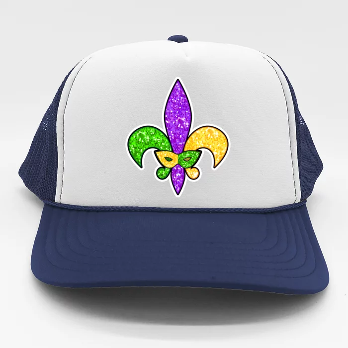 Festive Mardi Gras Fleur De Lis And Party Mask Trucker Hat