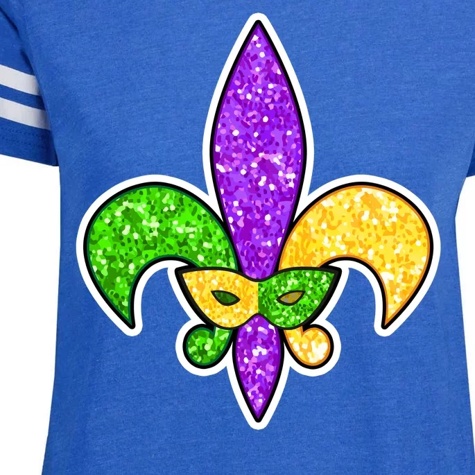 Festive Mardi Gras Fleur De Lis And Party Mask Enza Ladies Jersey Football T-Shirt