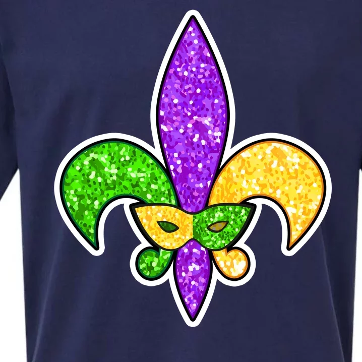 Festive Mardi Gras Fleur De Lis And Party Mask Sueded Cloud Jersey T-Shirt