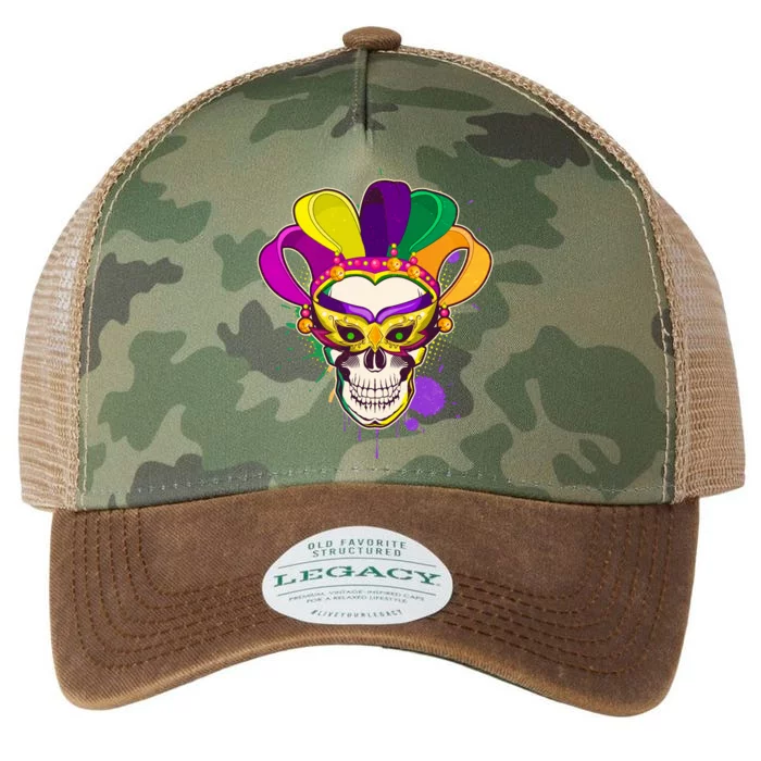 Festive Mardi Gras Skull Legacy Tie Dye Trucker Hat