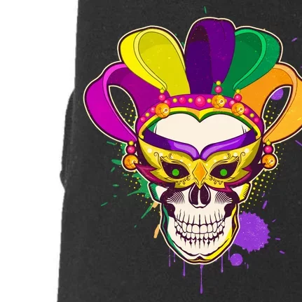 Festive Mardi Gras Skull Doggie 3-End Fleece Hoodie