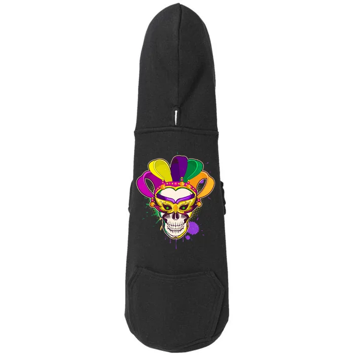 Festive Mardi Gras Skull Doggie 3-End Fleece Hoodie