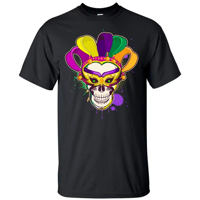 Festive Mardi Gras Skull Tall T-Shirt