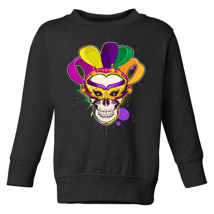 Festive Mardi Gras Skull Toddler Sweatshirt