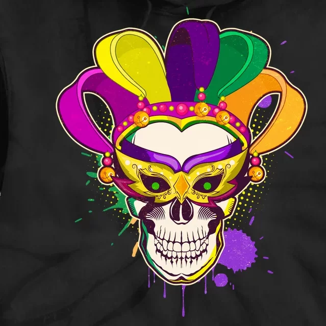 Festive Mardi Gras Skull Tie Dye Hoodie