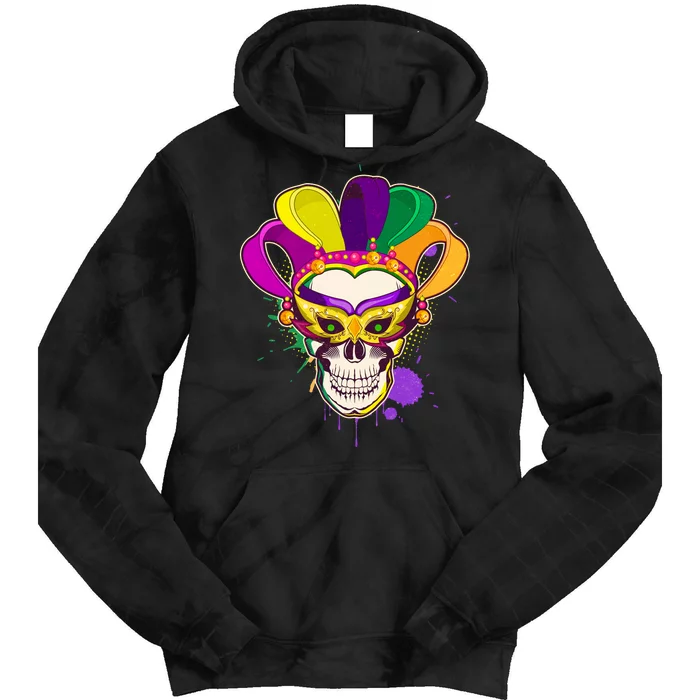 Festive Mardi Gras Skull Tie Dye Hoodie