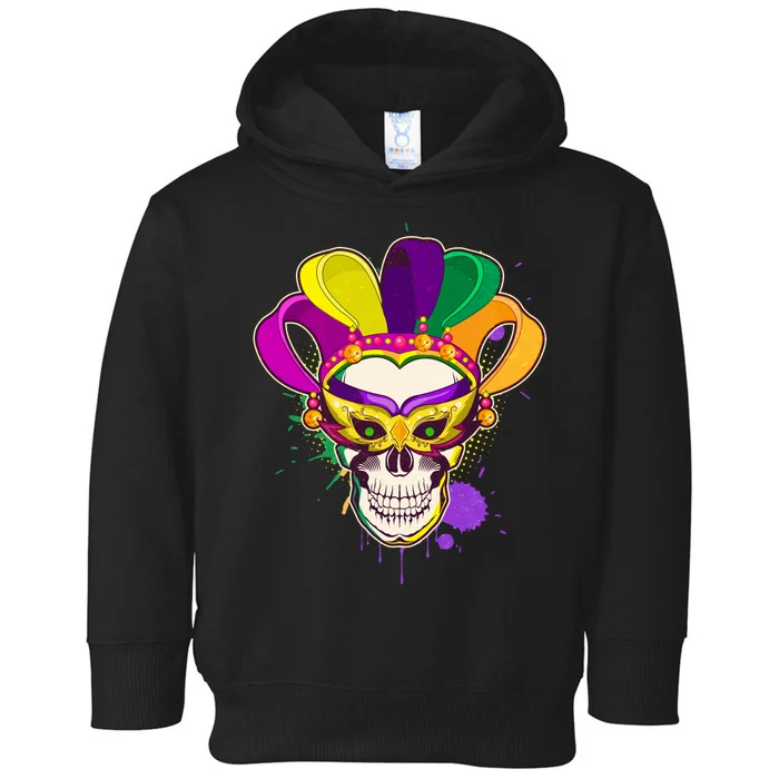 Festive Mardi Gras Skull Toddler Hoodie