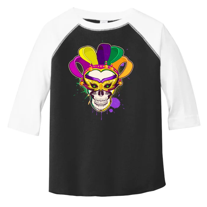 Festive Mardi Gras Skull Toddler Fine Jersey T-Shirt