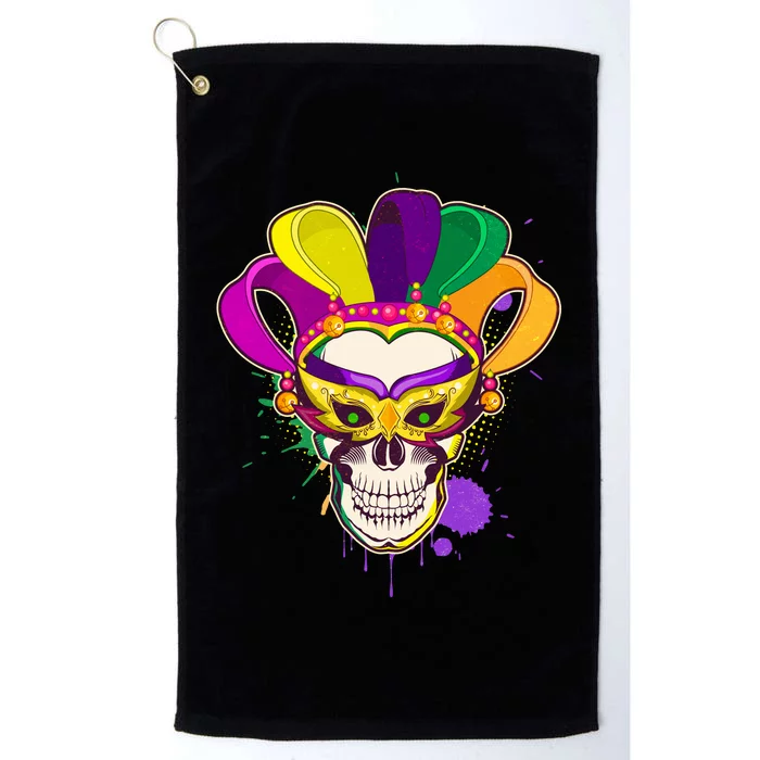 Festive Mardi Gras Skull Platinum Collection Golf Towel