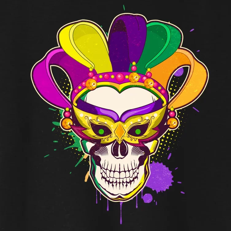 Festive Mardi Gras Skull Women's Crop Top Tee