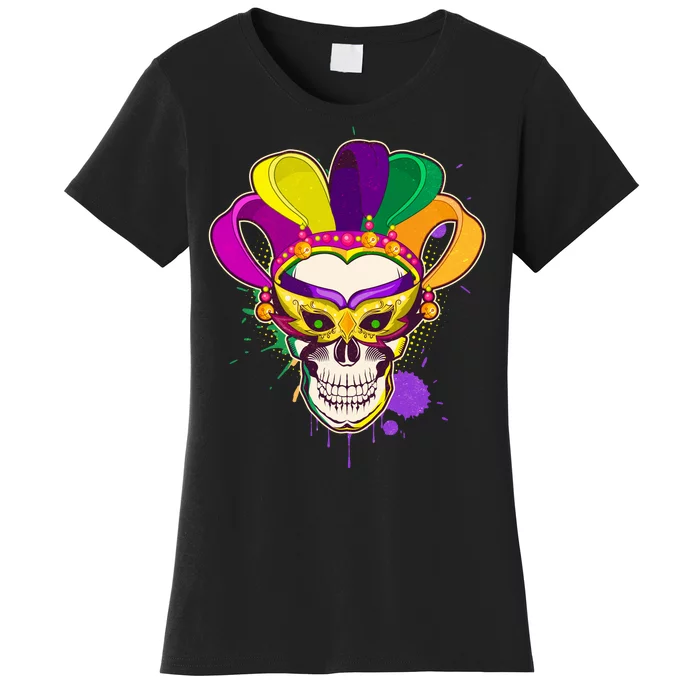 Festive Mardi Gras Skull Women's T-Shirt