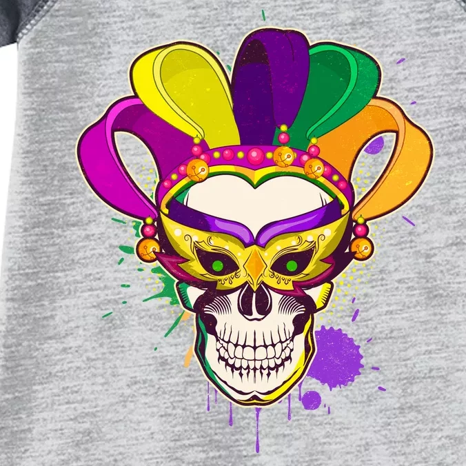 Festive Mardi Gras Skull Infant Baby Jersey Bodysuit