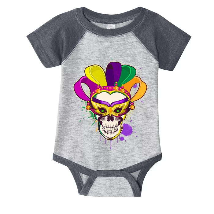 Festive Mardi Gras Skull Infant Baby Jersey Bodysuit