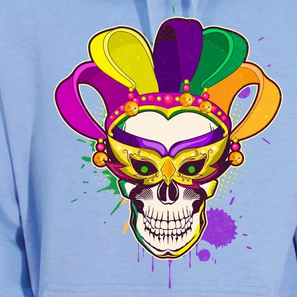 Festive Mardi Gras Skull Unisex Surf Hoodie