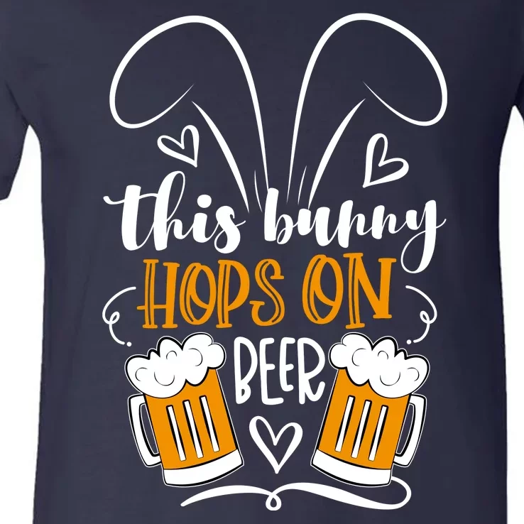 Funny Easter This Bunny Hops On Beer V-Neck T-Shirt