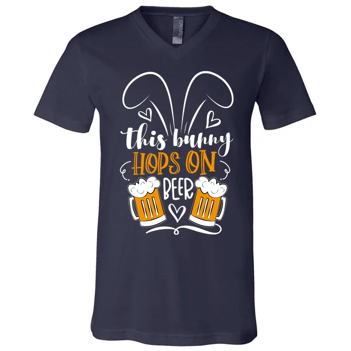 Funny Easter This Bunny Hops On Beer V-Neck T-Shirt