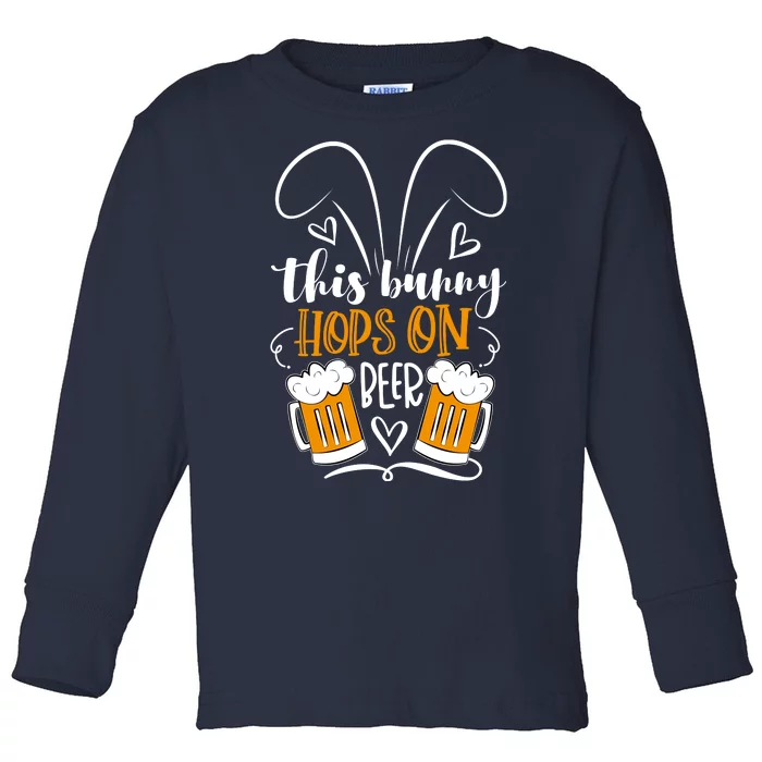 Funny Easter This Bunny Hops On Beer Toddler Long Sleeve Shirt